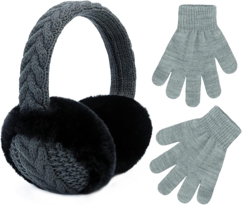 POXIMI Store Baby Warm Earmuffs Kid Magic Gloves Girl Soft Plush Ear Muffs Toddler Knit Mittens for Boy Winter Ear Warmer Set - Image 1